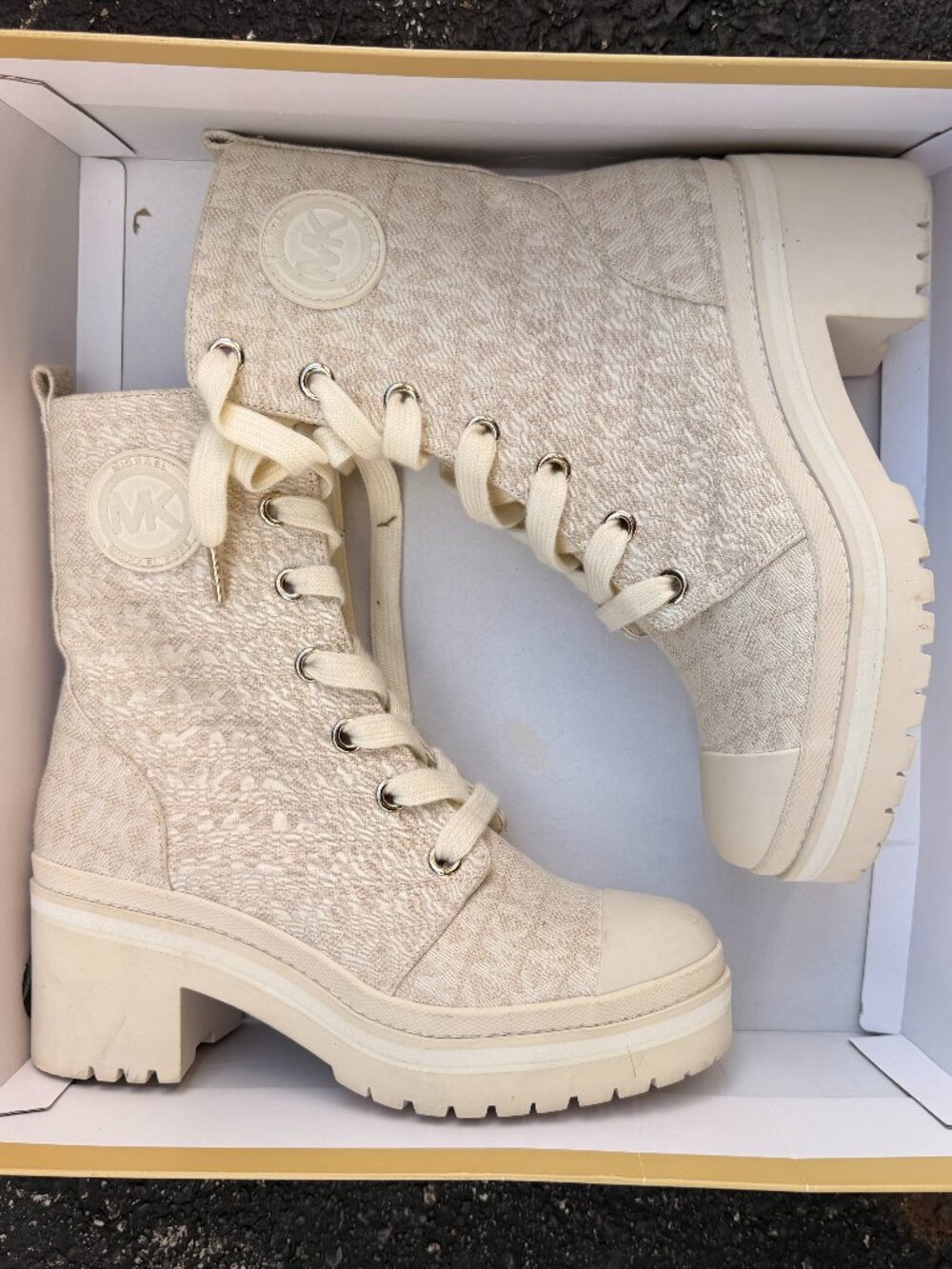 New Michael Kors White Logo Corey Booties Women's Size 6
